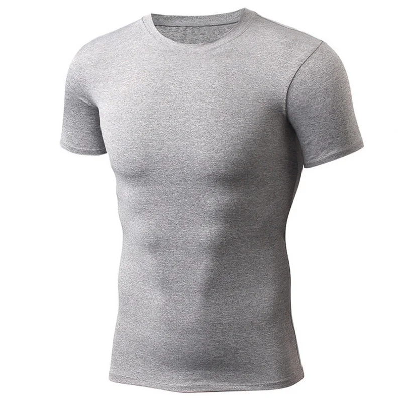 

Hot Men Summer Quick-dry Tight Breathable Sports Shirt with Round Neck Short Sleeve DO2