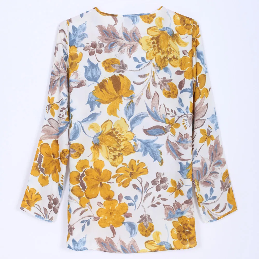 Женская блузка Vadim винтажная из шифона с длинным рукавом и треугольным вырезом