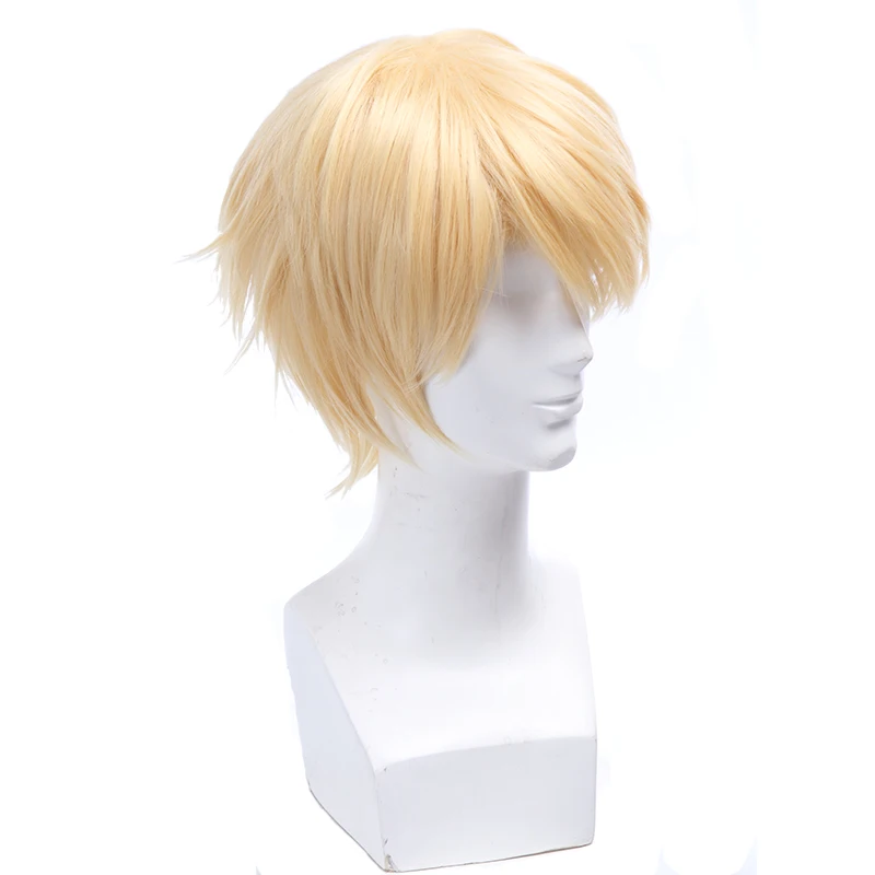 L-email wig Synthetic Hair Seraph of the end Mikaela Hyakuya Cosplay Wigs Blonde Short Straight Men Heat Resistant Cosplay Wig