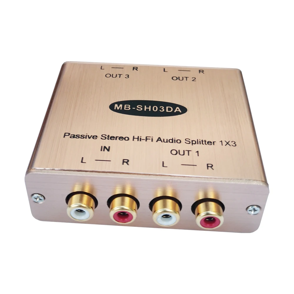 Stereo Audio Passive Stereo 1-IN-3-OUT RCA Audio Splitter With Isolation Output