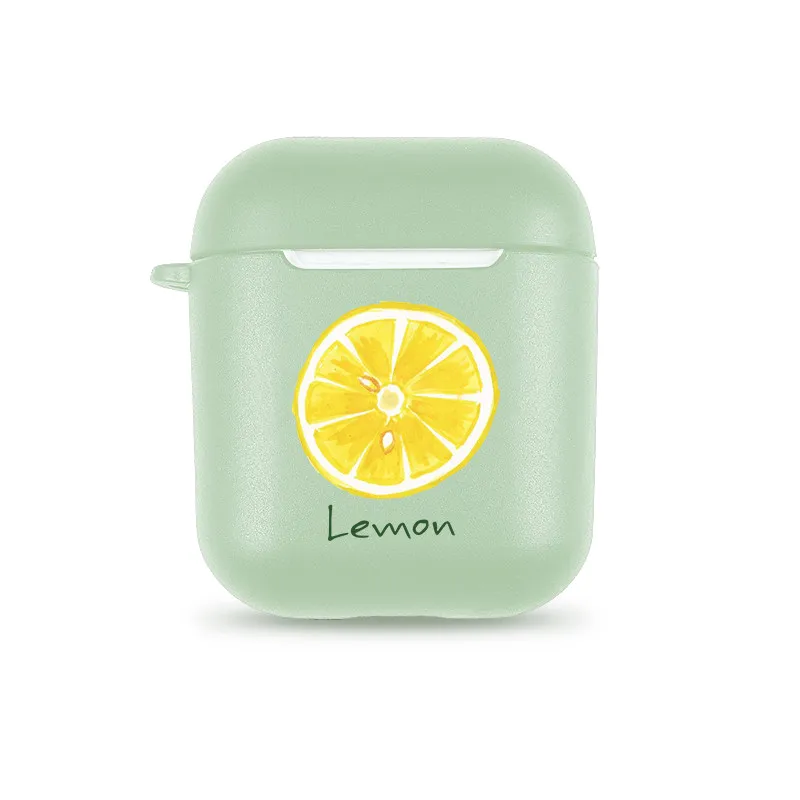Lemon Силиконовые сумки для Airpods Единорог забавные английские слова лимон фрукты переноски приемник Чехлы для Apple Airpods чехол для наушников Etui - Цвет: Lemon