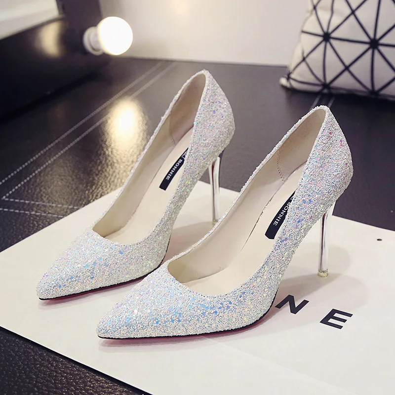 Новые пикантные вечерние женские туфли-лодочки на высоком каблуке однотонные