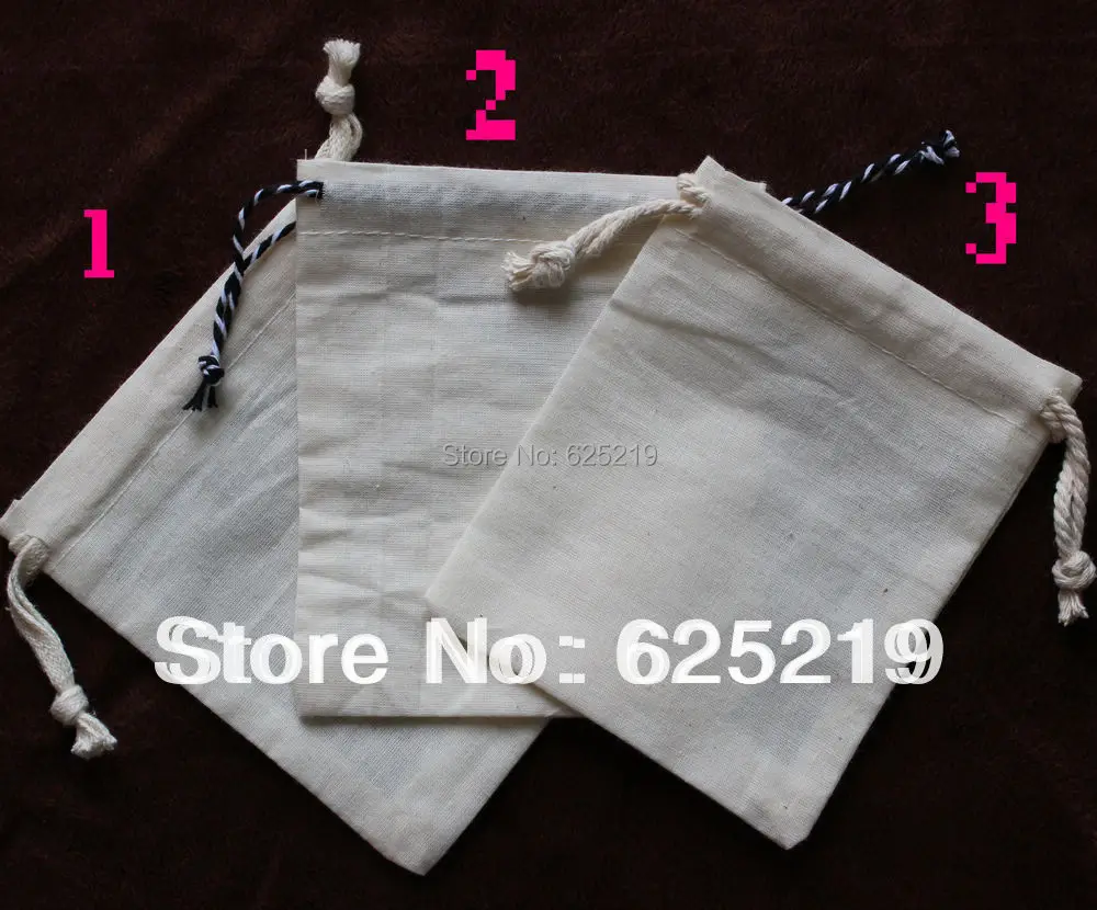 

(50pcs/lot) 10*12cm/4*4.7inch organic natural cotton pouch drawstring bag