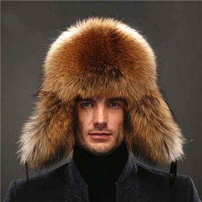 Raccoon Color IANLAN мужской Полный Пелт синий лисий мех бомбардировщик шапки натуральный мех енота наушники шапки зимние уличные Натуральная овечья кожа шапки IL00238 - Цвет: Raccoon Color