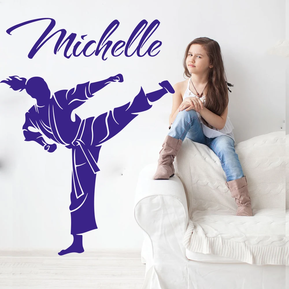 

Custom Name Martial Karate Taekwondo Wall Decal Girl Room Personalize Boxing Judo Sport Wall Sticker Bedroom Playroom Vinyl