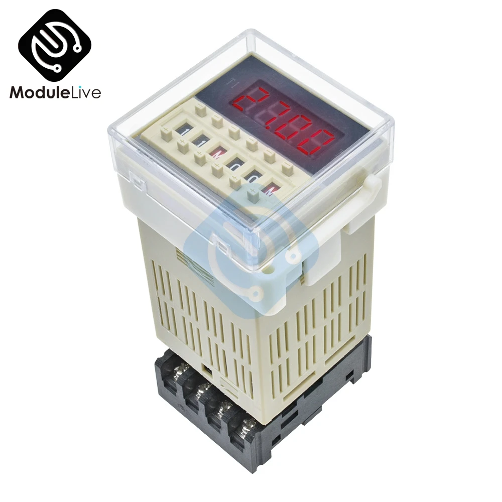 

PLC Dual Time Relay 220V 110V 12V 24V LED Digital Time Delay Relay Cycle Timer Relay Control Switch Timming Controller with Base