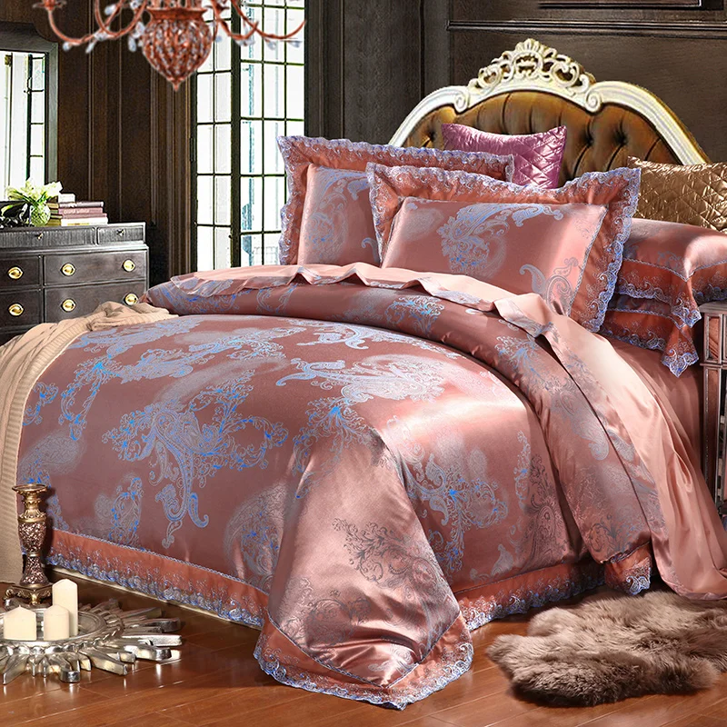 100% modal Natural Green Satin Jacquard four piece bedding package for special offer 1.8 meters bed | Дом и сад