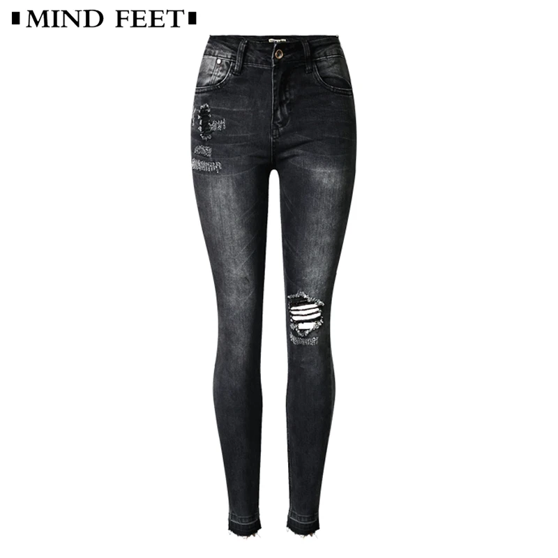 Женские рваные джинсы Mind feet винтажные узкие брюки-карандаш с эффектом пуш-ап и