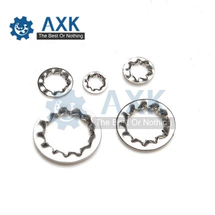 

100Pcs DIN6798J M3 M4 M5 M6 M8 Stainless Steel 304 Washers Internal Toothed Gasket Washer Serrated Lock Washer Gasket Ring