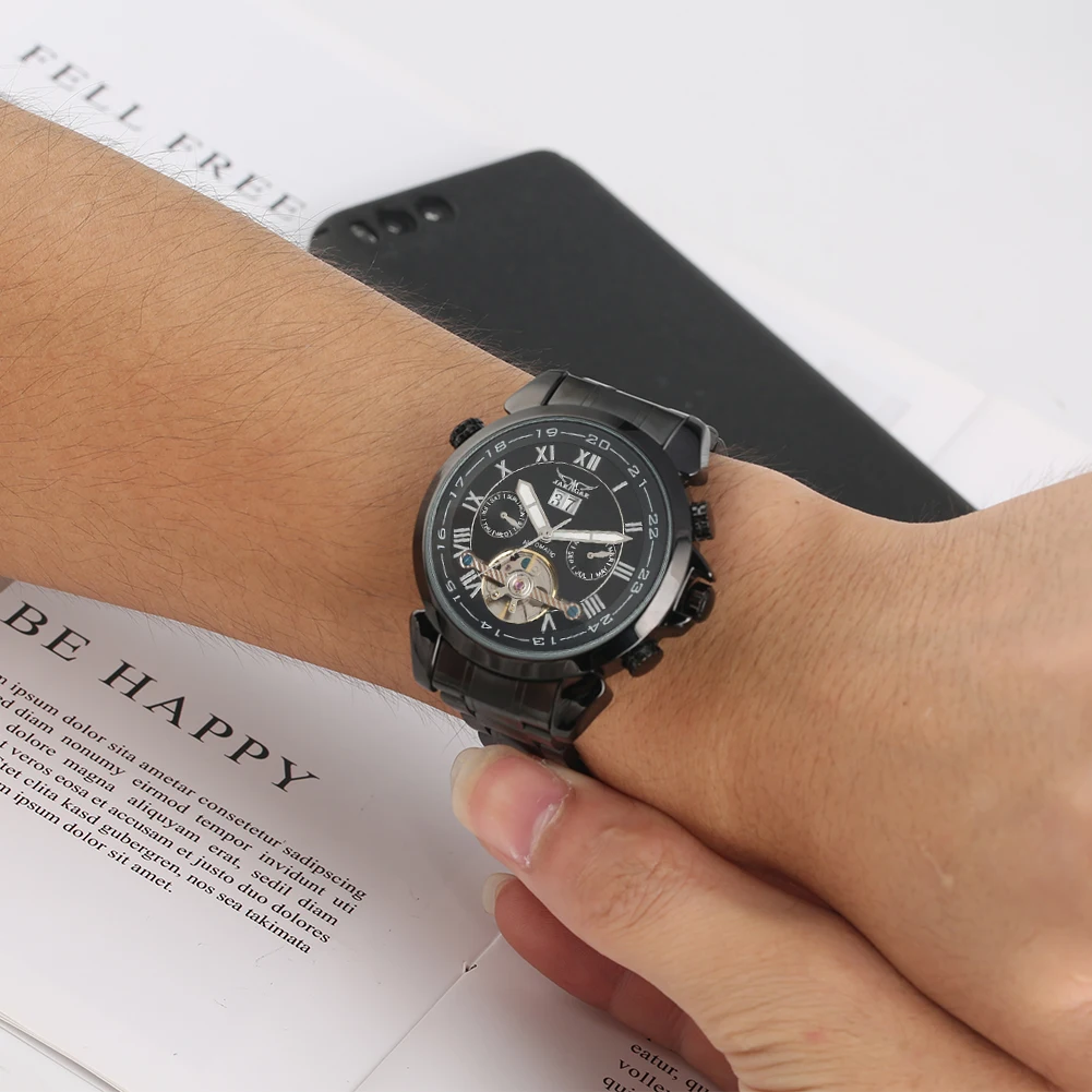 

Skeleton Mechanical Watch Steel Strap Automatic-self-wind Resistant Luminous Hands Mechanical Men Timepieces Clock Luxury Reloj