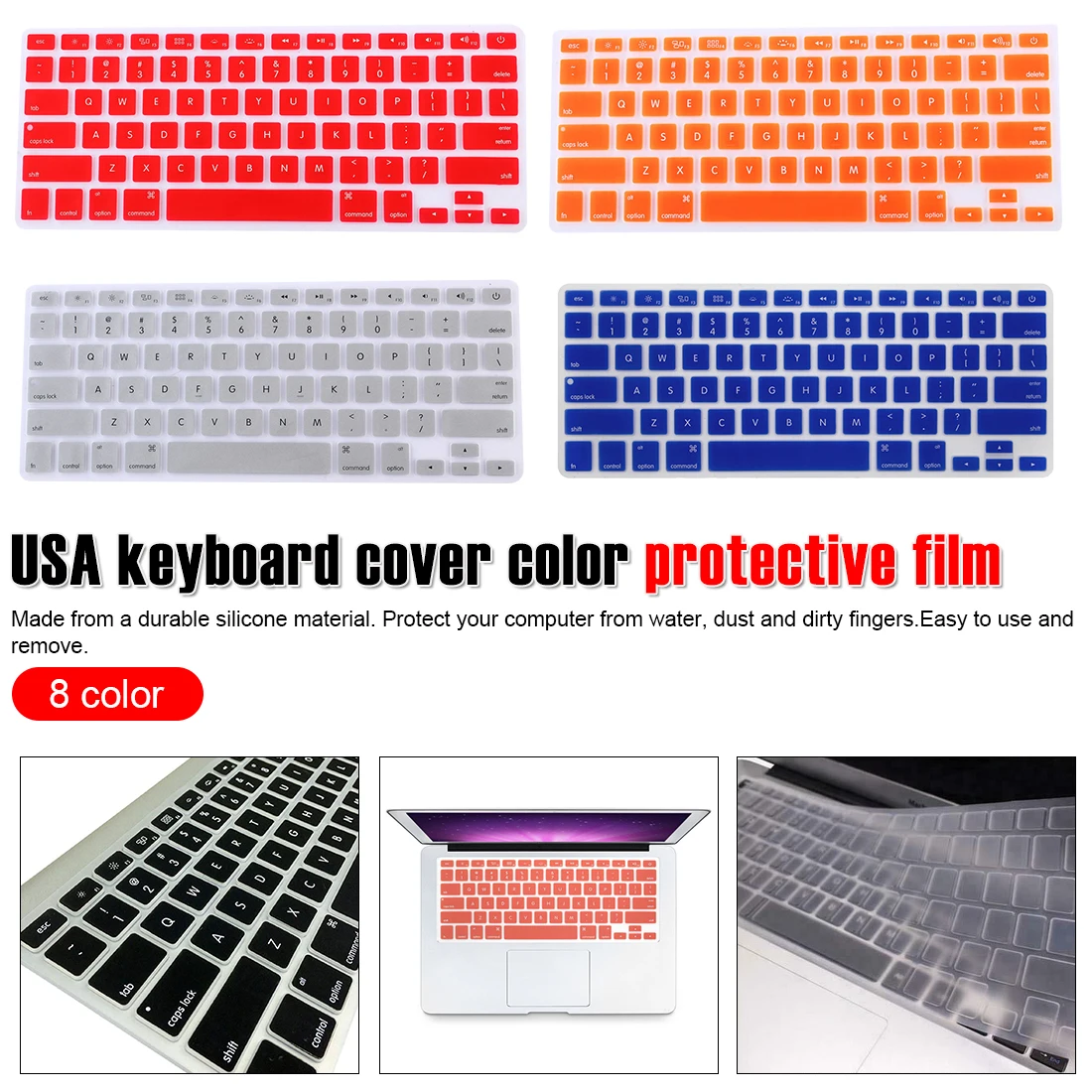 Защитная пленка для клавиатуры ноутбука для macbook air 13 pro 15 дюймов A1466 A1502 A1278 A1398 Силиконовая накладка для клавиатуры США