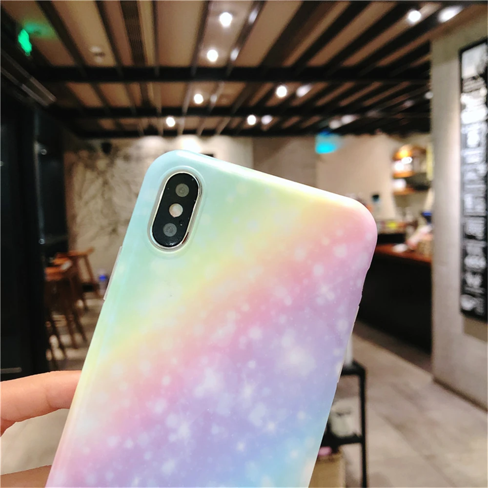 Cases For Iphone 8 High Quality Soft TPU Matte Shockproof Phone Case 8Plus Rainbow Lovely Gradient Pattern Back Cover |