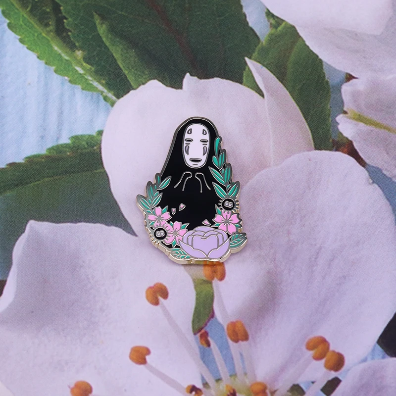 Нет лица и сажи спрайт брошь цветочное искусство значок милый Ghibli pin Spirited Away аниме