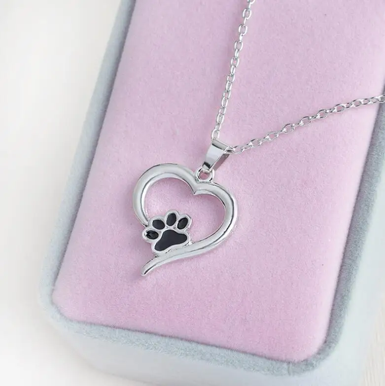 SMJEL New Women Necklaces Jewelry Pet Paw Cute Animal Puppy Heart Charm Statement Pendants Girls gift | Украшения и аксессуары