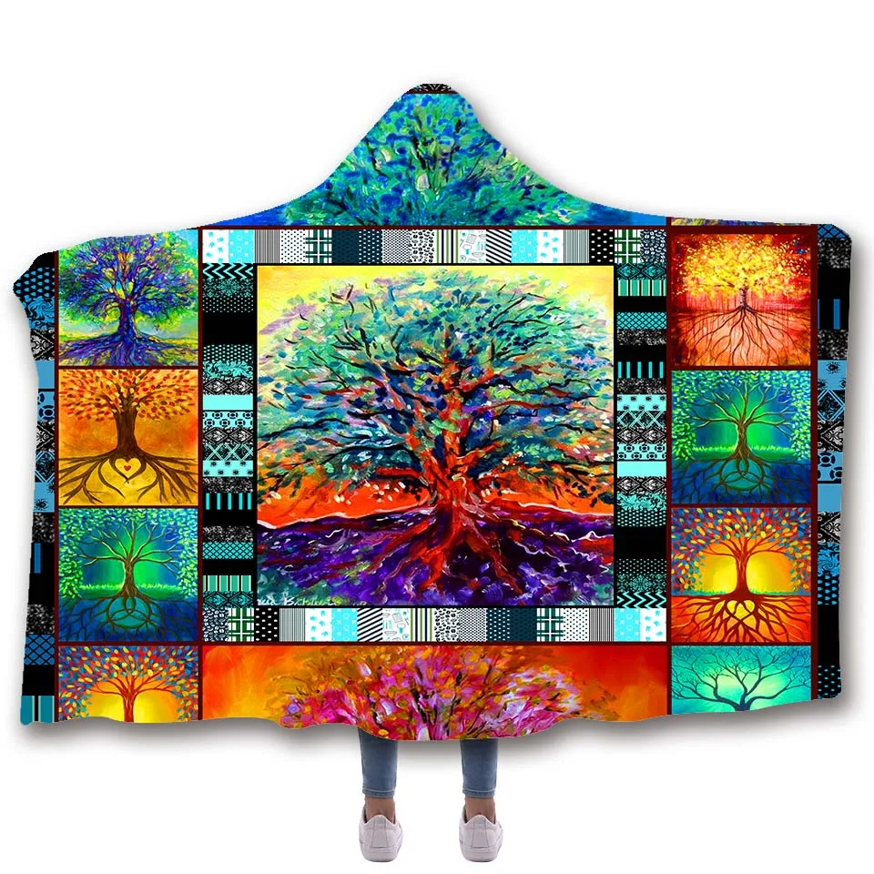 

SOFTBATFY Life Tree Hooded Blanket Fleece Throw Blanket Dropshipping