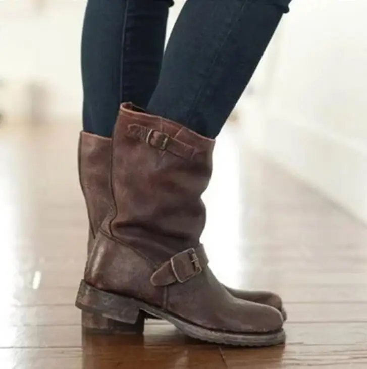 Zapatos mujer Ботинки martin Женская обувь Искусственная кожа на низком каблуке в