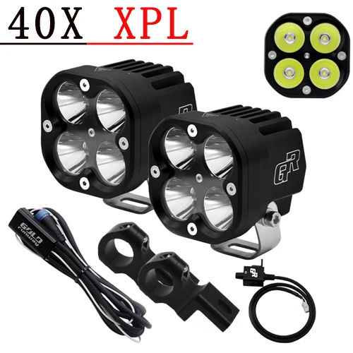 25mm clamp B 2 шт. 40 Вт мотоциклетный головной светильник 4200LM rbike U3/XPL светодиодный мото-светильник для вождения противотуманной фары с монтажными зажимами жгут проводов - Цвет: 25mm clamp B