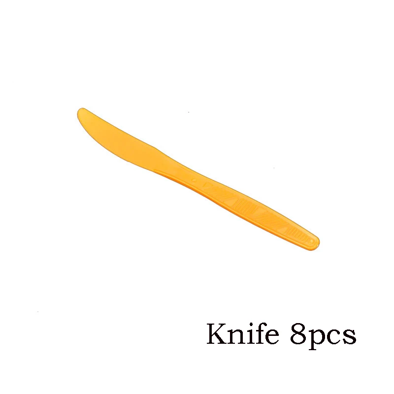 8pcs knife orange 24 шт в упаковке многоцветная пластиковая вилка ложка нож одноразовая посуда товары для дня рождения - Цвет: 8pcs knife orange