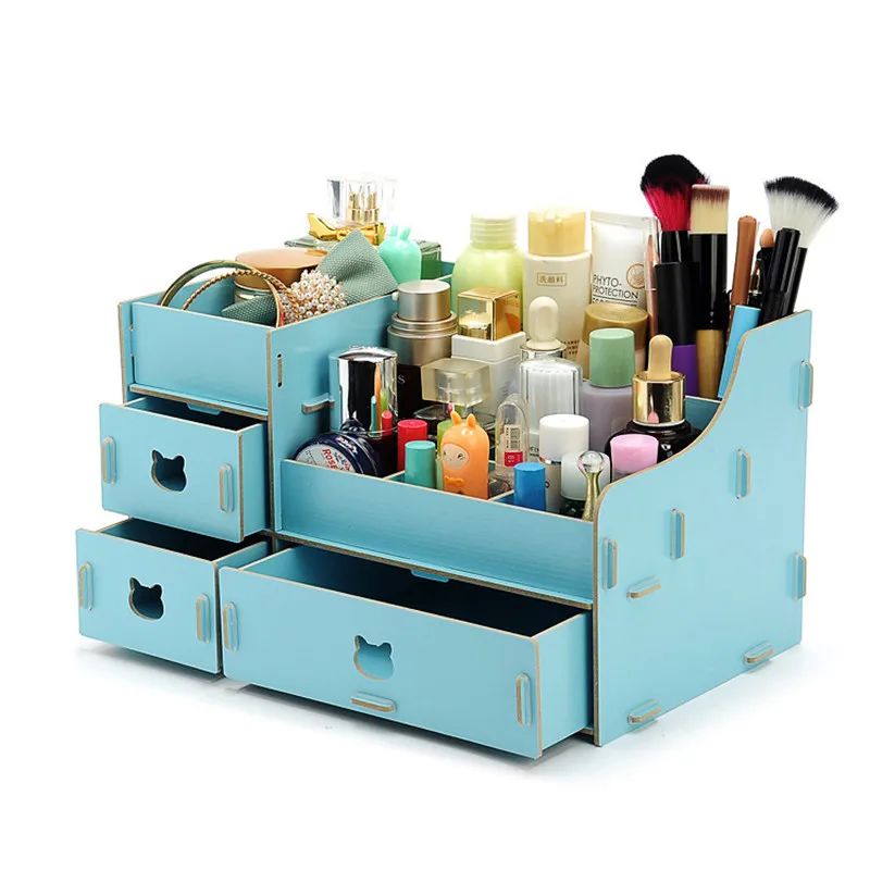 Макияж Организатор 3 Ящиками Деревянный ящик для хранения ручка/карандаш