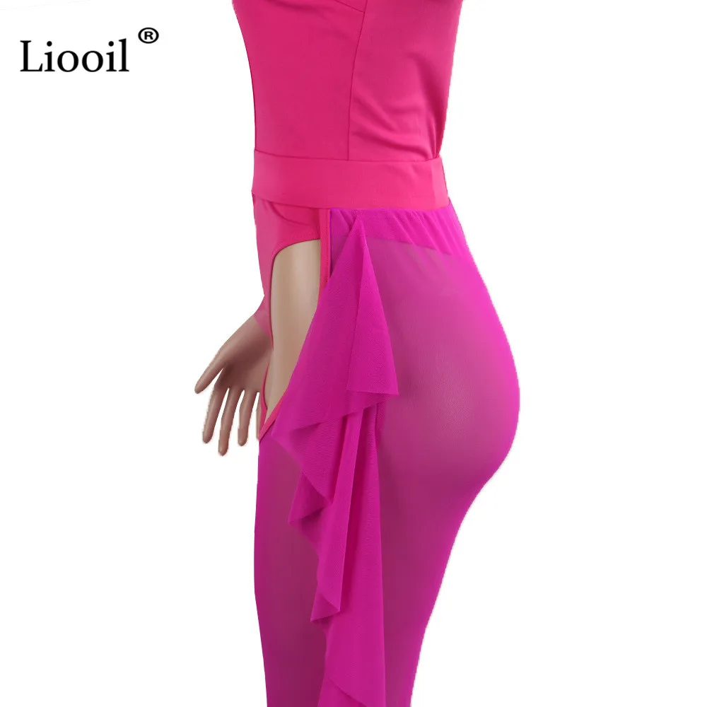 Liooil, 2 предмета, пляжный комбинезон, лето, женский, неоновый, зеленый, оранжевый, сетчатый, без бретелек, сексуальный женский комбинезон и комбинезон, клубная одежда