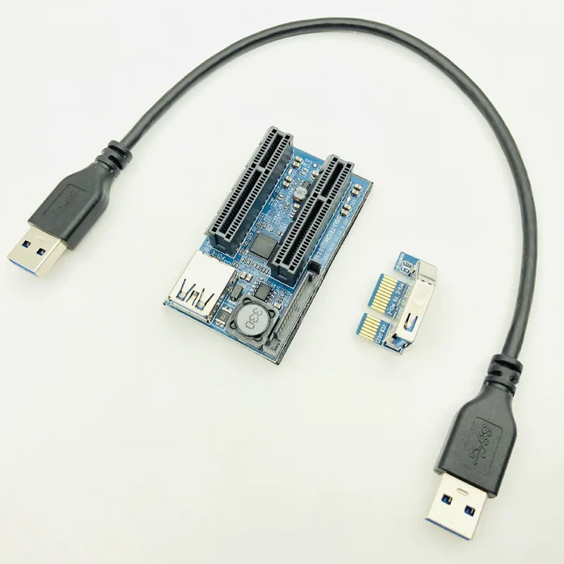 Добавить на карту PCIE Riser Card Adapter PCI Express USB 3,0 Raiser Riser PCI-E расширитель PCIE X1 на два порта PCI E X4 Плата расширения