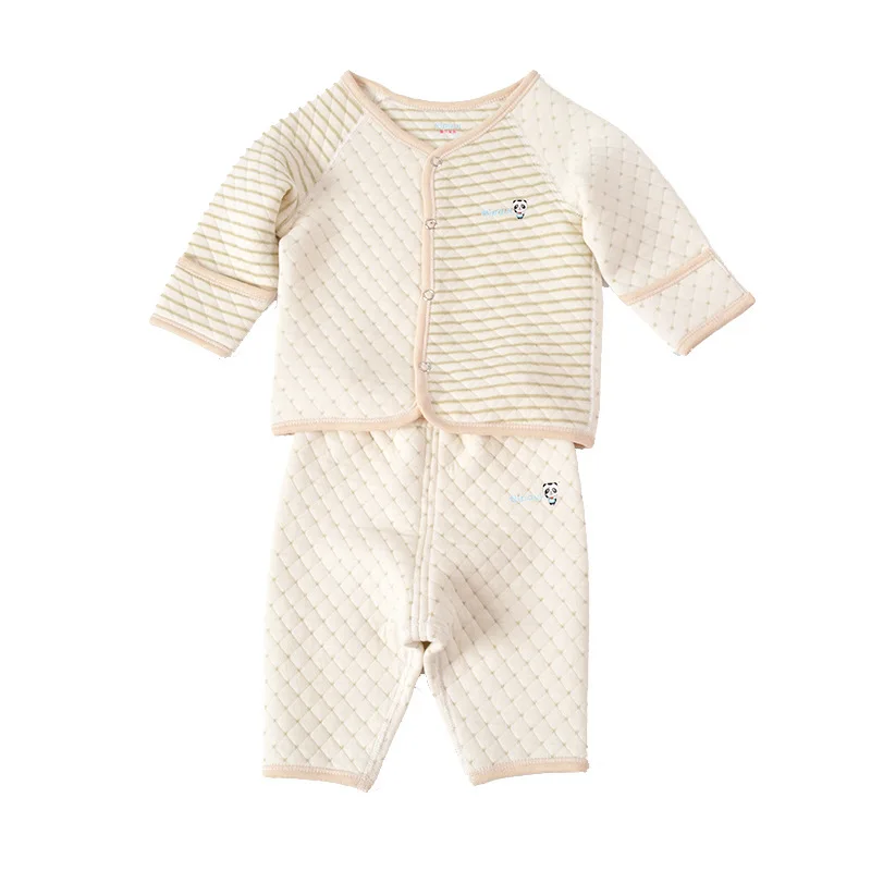 100% cotton winter infant clothing Long sleeve Quilted Keep warm Underwear set newborn baby girl clothes boy | Детская одежда и