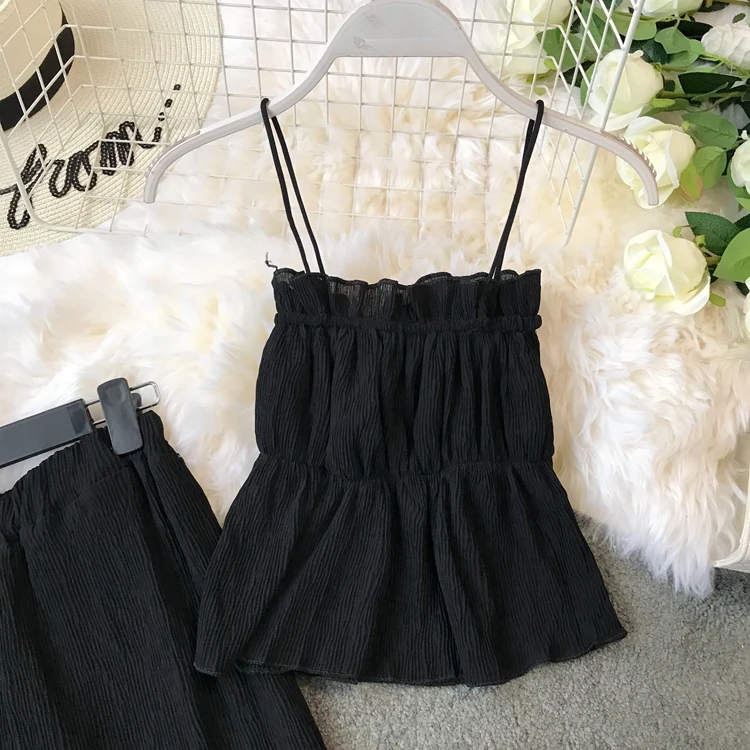 ALPHALMODA топ на бретельках + плиссированные широкие брюки женский повседневный