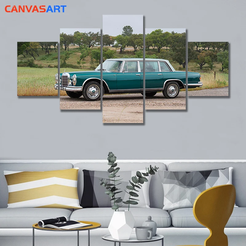 Холст искусство 5 шт HD картины 1966 Mercedes Benz 600 Chapron настенные для гостиной холст в