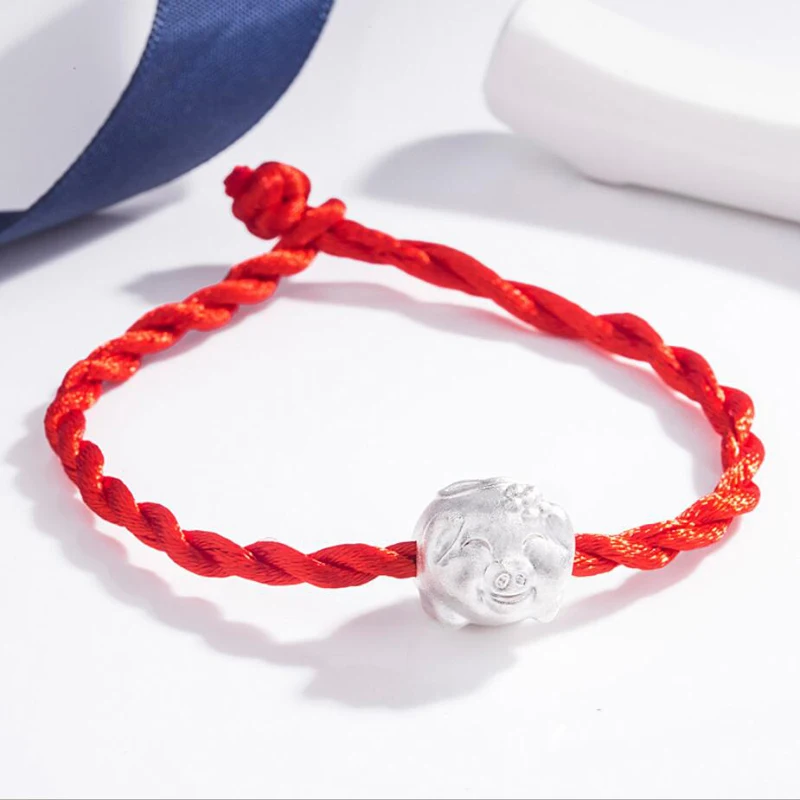 Fashion Silver Color Cute Zodiac Gold Pig Bead Bracelets For Women Jewelry Classic Red Rope Bangles Girl Boy Birthday Party Gift | Украшения