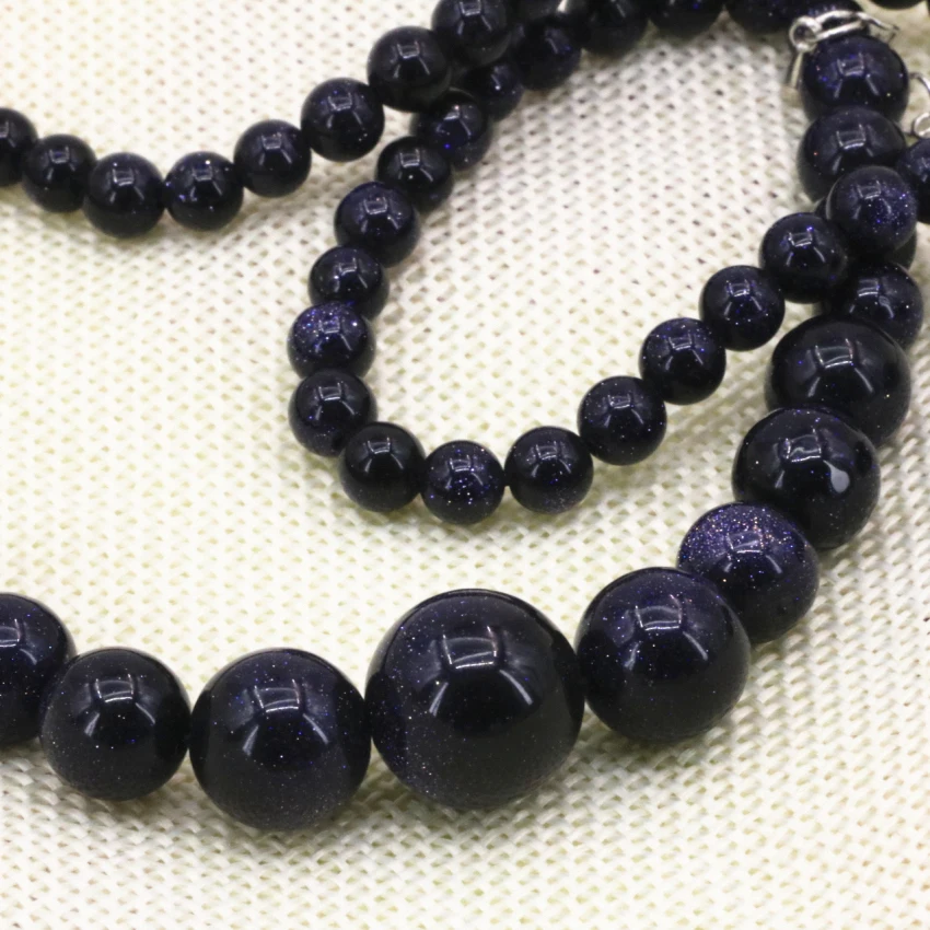 Натуральные Синие Круглые бусины 6-14 мм из песчаника женское ожерелье серьги
