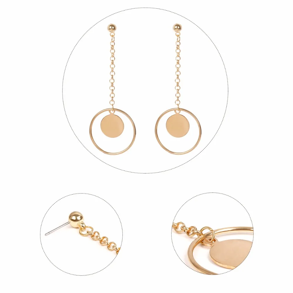 MESTILO Vintage Geometric Gold Color Big Round Circle Coins Long Dangle Earrings For Women Boho Fashion boucle d'oreille Jewelry |