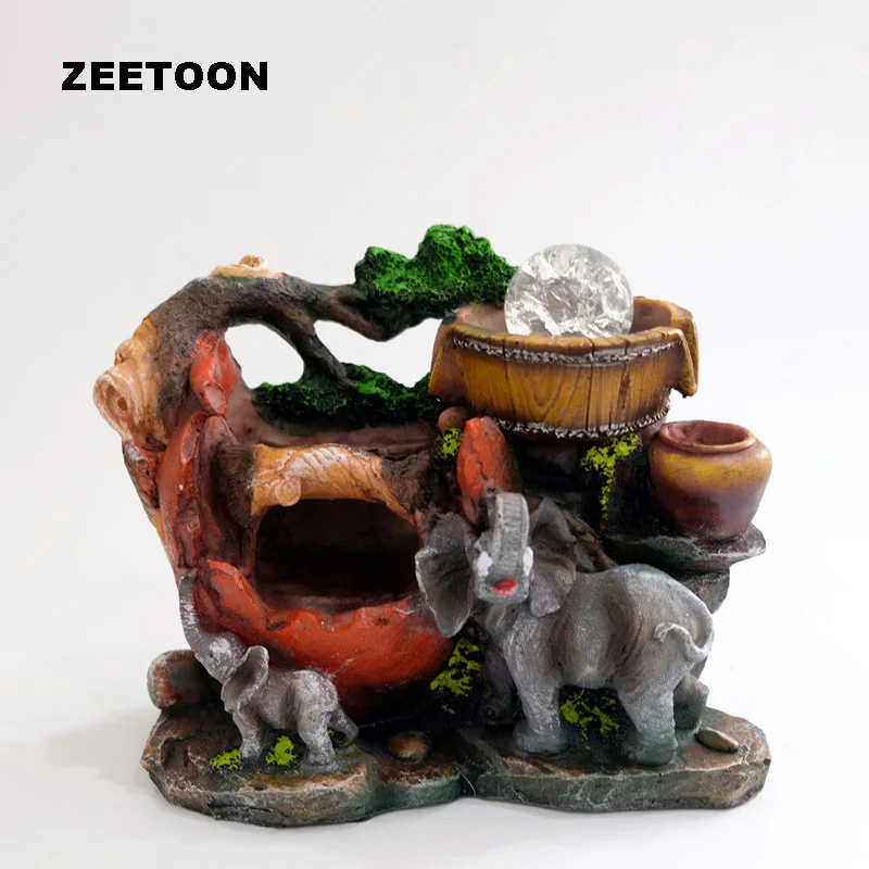 Резиновый фонтан для воды Rockery Elephant Lucky настольный орнамент фэн шуй светодиодный