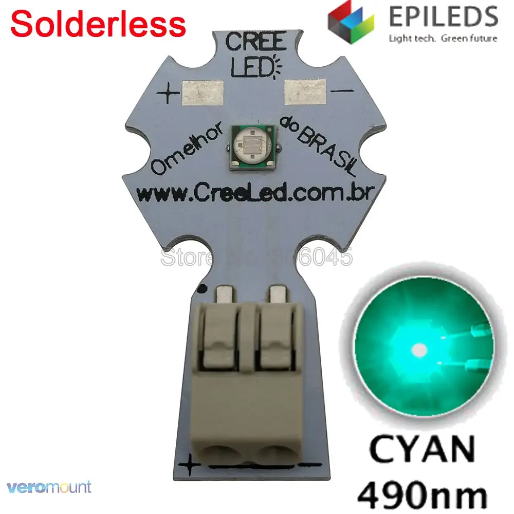 5PCS EPILEDS 3535 3W Cyan 490NM - 495NM High Power LED Bead Emitter on 20mm Solderless Aluminum PCB Board