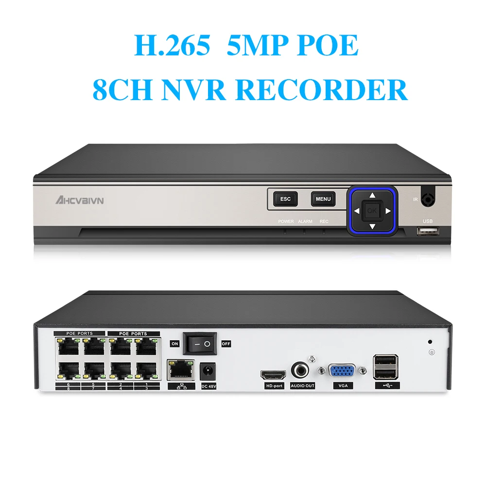 8Ch HD H.265 5MP POE камера безопасности NVR CCTV система с 2592*1520 ip-камера наружного ночного видения комплект видеонаблюдения