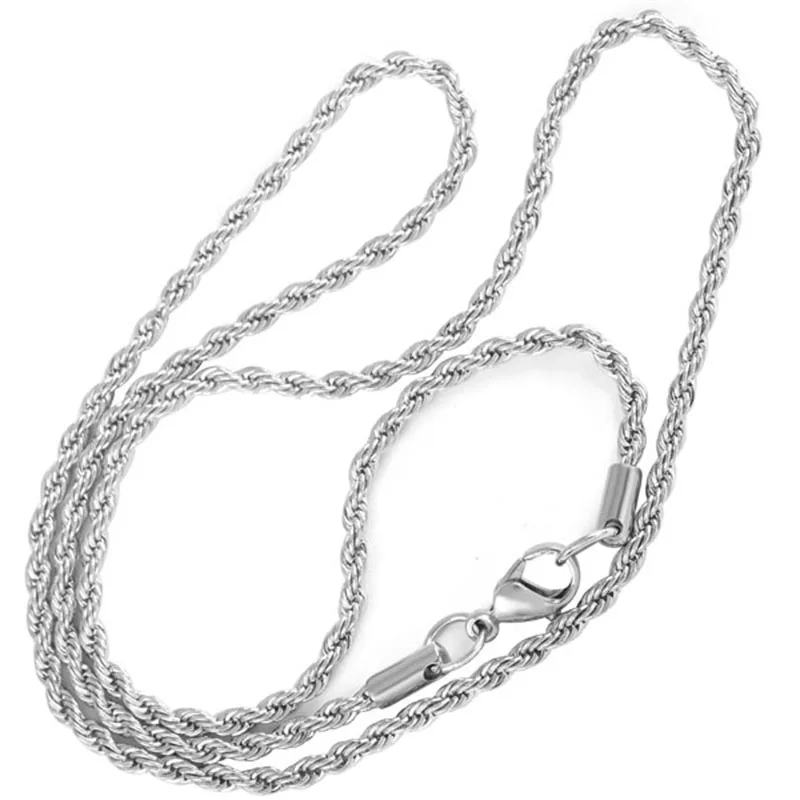 MJC0002 4 мм веревка из Нержавеющей Стали Цепочка на шею для мужчин и женщин 16-36