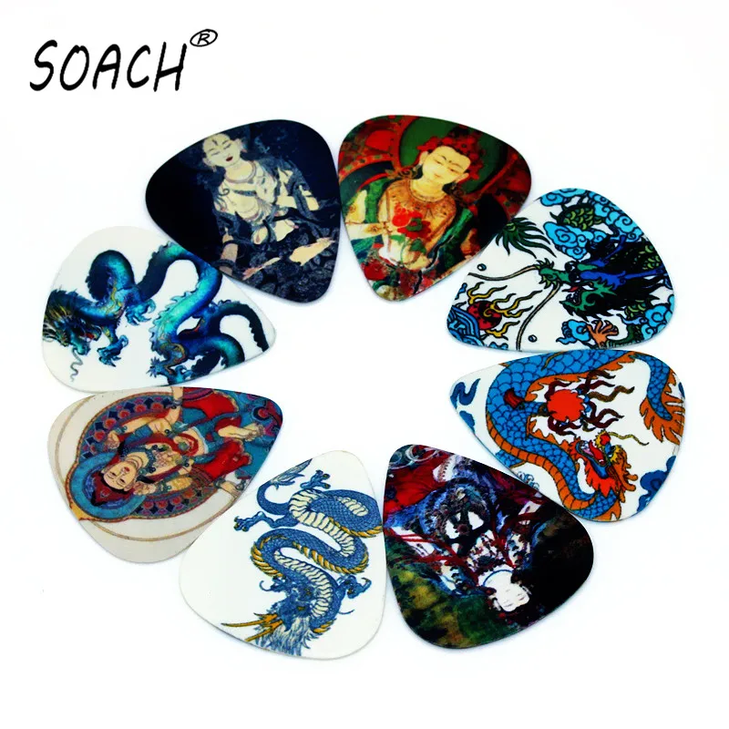 

SOACH 50pcs Newest Dragons and Buddhism Guitar Picks Thickness 0.46mm pick guitar paddle Guitar Accessories ukulele bass