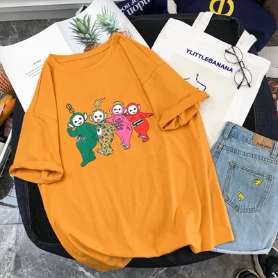 yellow Женские летние футболки, хлопок, Harajuku Kawaii, вышивка, короткий рукав, Ulzzang, уличная одежда, camisetas verano mujer, Kpop Стиль, топы - Цвет: yellow