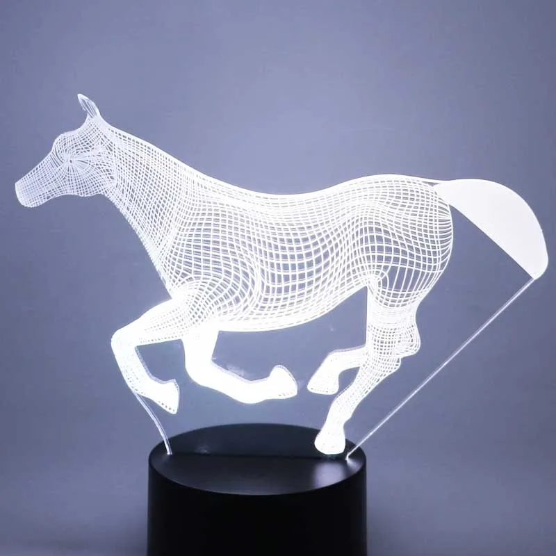 3D LED ночник бегущая лошадь с 7 видов цветов лампа для украшения дома потрясающая