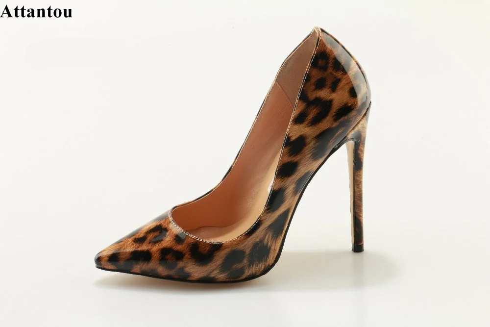 

Sexy Leopard Printed Shoes Women Slip-on High Heels Fashion Pointed Toe Pumps With Stiletto Heels Wedding Shoes