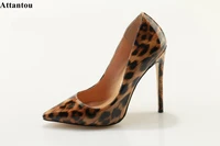 sexy leopard printed shoes women slip on high heels fashion pointed toe pumps with stiletto heels wedding shoes