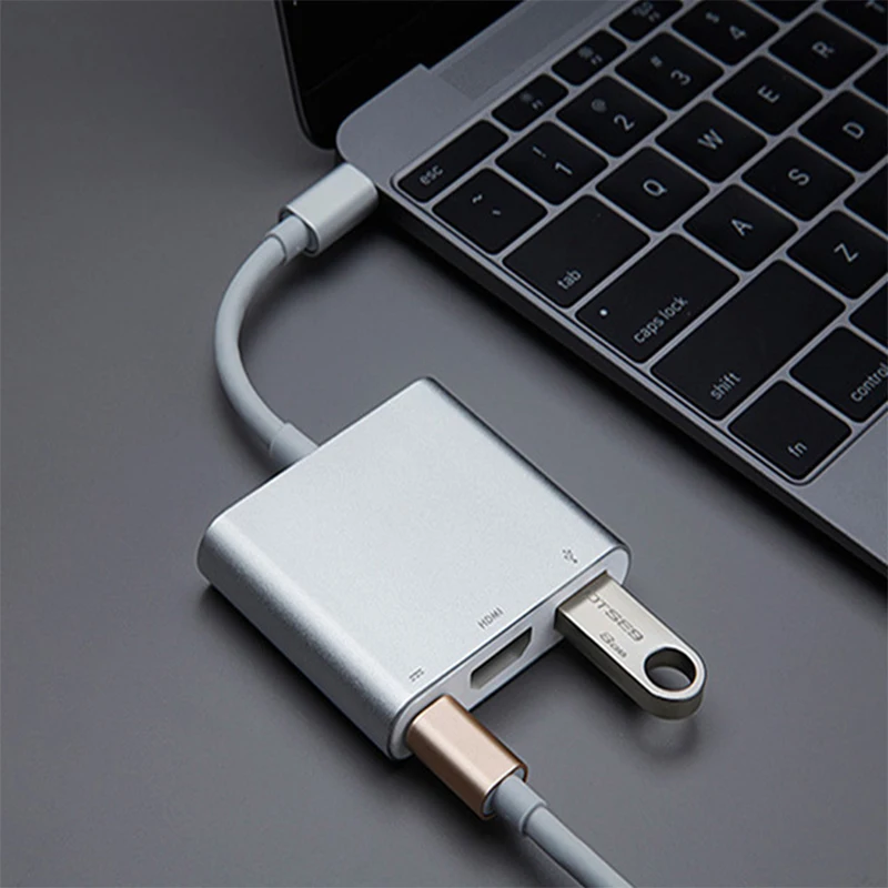Новый Тип C USB 3 1 к USB-C 4K HDMI 0 адаптер в концентратор для Apple Macbook | Электроника