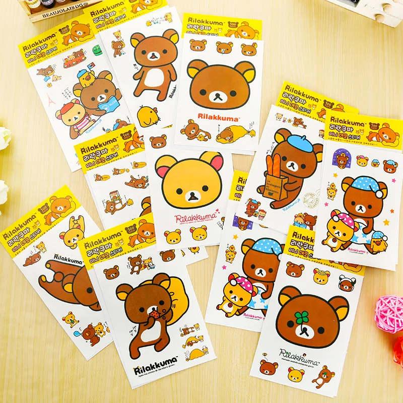 5 pieces/lot cute Rilakkuma paper sticker PVC decoration for album phone scrapbooking korean stationery | Канцтовары для офиса и