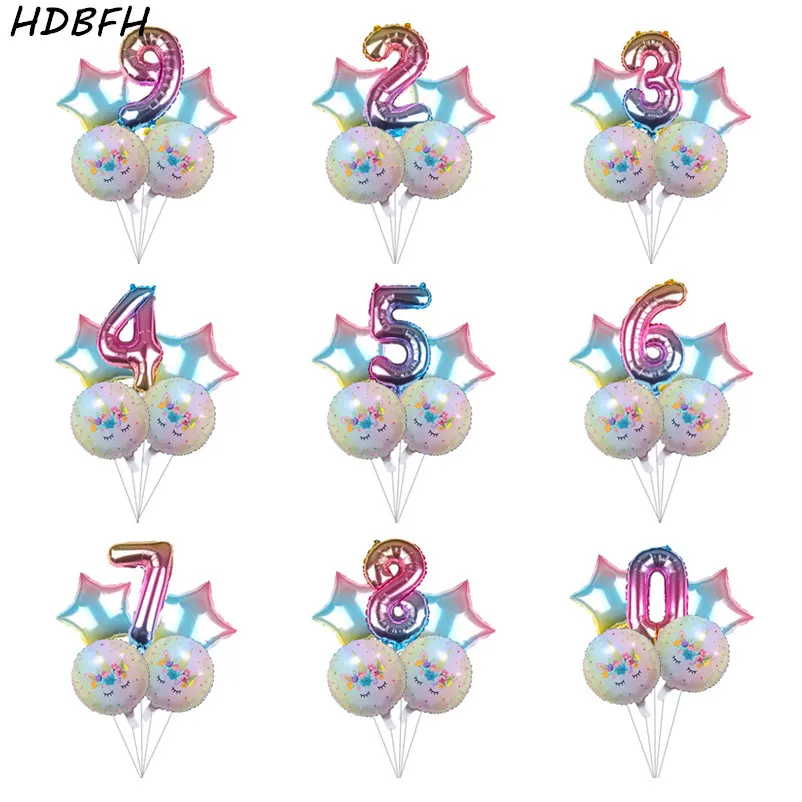 HDBFH 5 шт./лот Новый 32 дюймовый градиентный цветной цифровой Единорог алюминиевый
