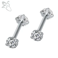 double round earring for women surgical steel bar earrings cartilage piercing ear gem zircon rhinestone ear stud bars jewelry