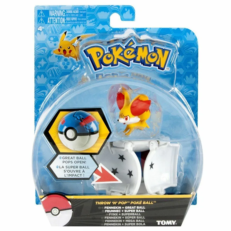 with box TAKARA TOMY Покемон мультфильм Pika Chespin Fennekin Froakie фигурки с мячом фигура аниме коллекции детские игрушки подарки - Цвет: with box