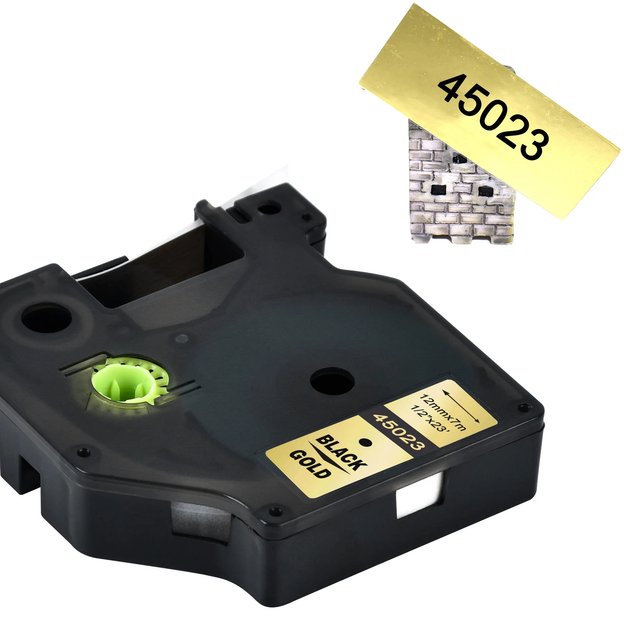 Cidy 45023 совместимый с Dymo D1 менеджером черная на золотой этикетке кассета для