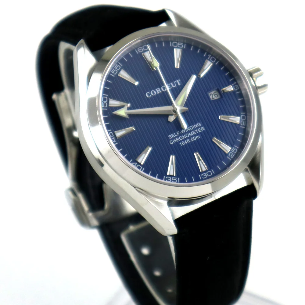 

41mm Corgeut blue Dial Date Window Sapphire Glass Automatic Movement men's Watch