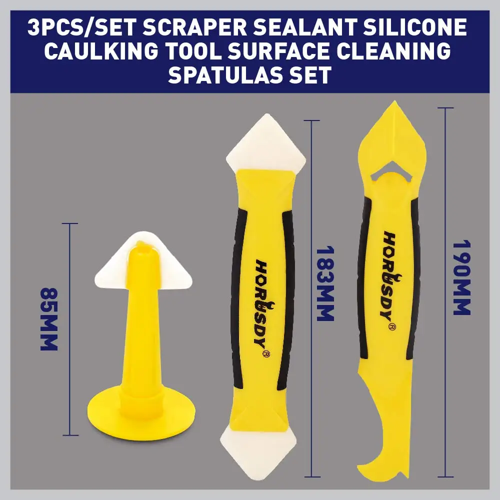 

HORUSDY 3pcs Silicone Scraper Caulking Grouting Tool Sealant Finishing Cleaning Kit Kitchen Window Cleaner Scrapers Set Caulk
