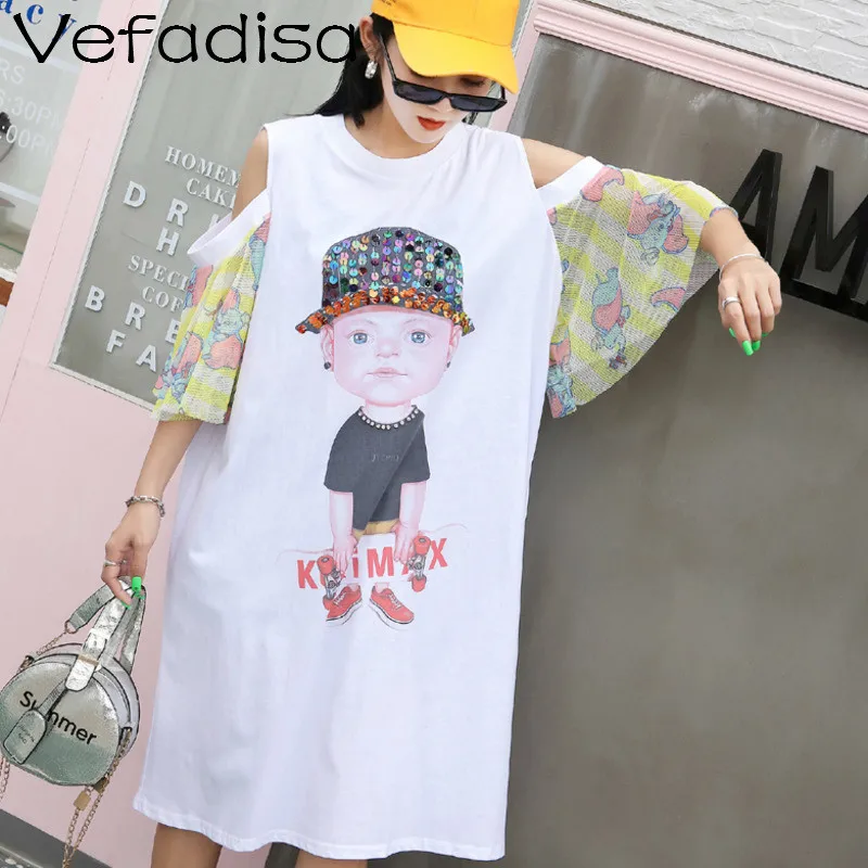 Vefadisa/женское белое платье с принтом для маленьких мальчиков женское блестками и