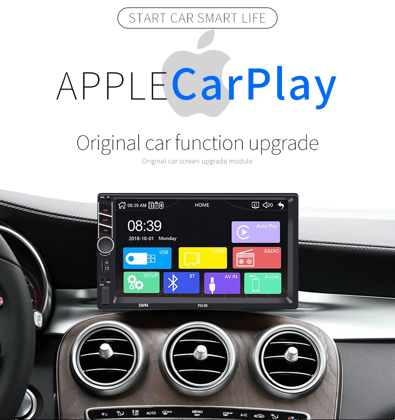 2 din автомобильный радиоприемник " HD плеер с сенсорным экраном mirrorlink Android Carplay MP5 SD/FM/USB/AUX/Bluetooth автомобильный аудио для камеры заднего вида